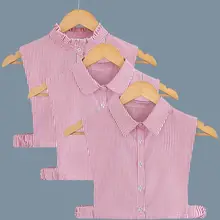 Для женщин Классическая футболка в полоску с принтом поддельные меховой воротник на пуговицах съемный пол-рубашка блузка