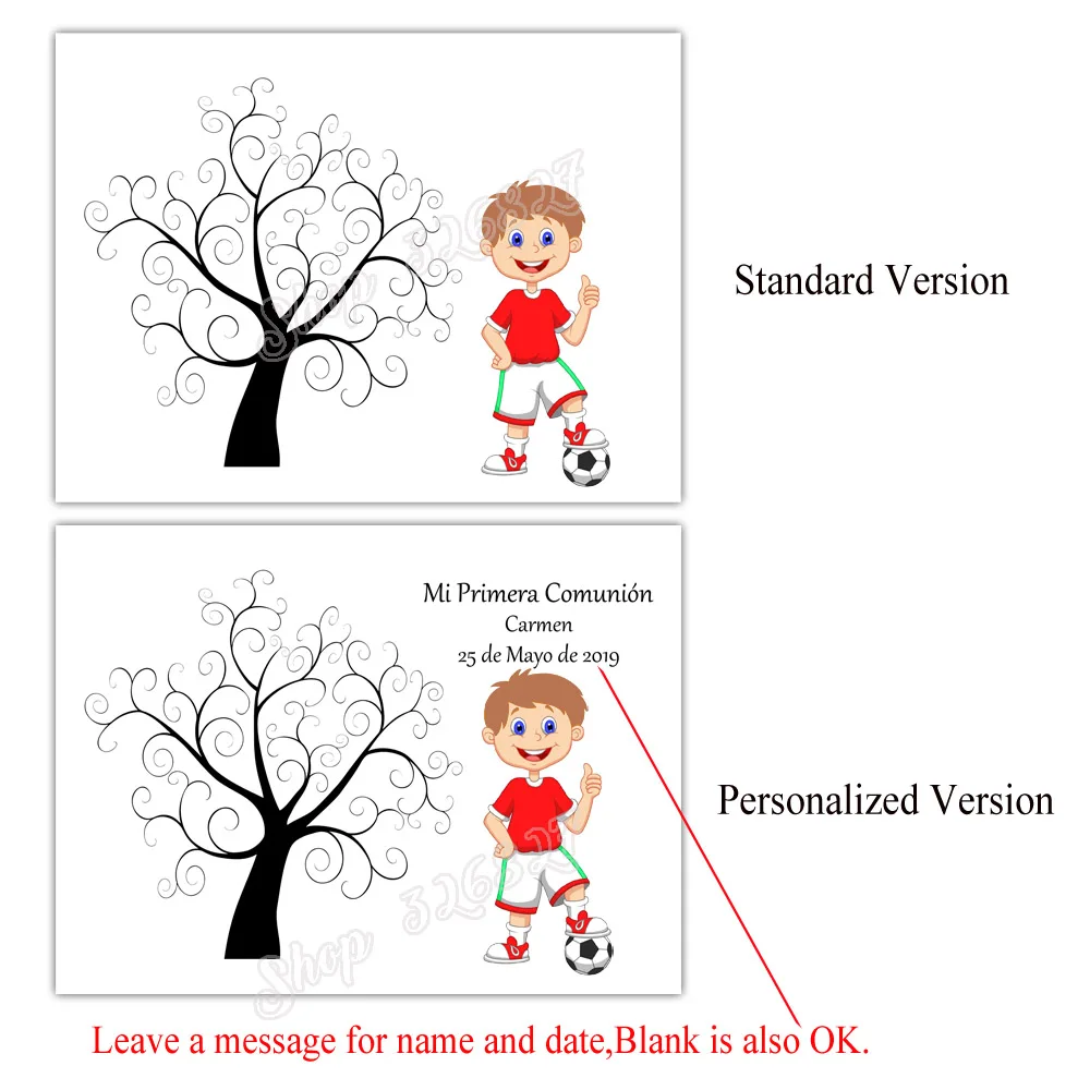 Футбол мальчик девочка бесплатно Пользовательское имя, дата отпечаток пальцев Подпись гость книга DIY Mi Primera Comunion вечерние Декор чернил Pad включены - Цвет: HK270-O