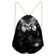 HaoYun/женские сумки на шнурке в готическом стиле с изображением кошек; пляжная обувь с карманами; Мультяшные животные; для мальчиков и девочек; мини-дорожные сумки Органайзер