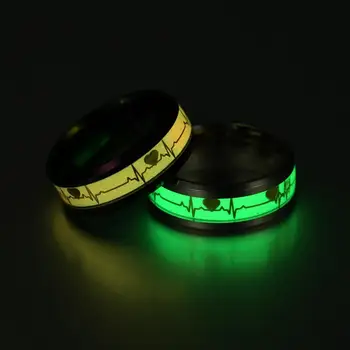 Luminous ECG Ring Stainless Steel  Promise Heartbeat  Glowing Jewelry for Men Women 2