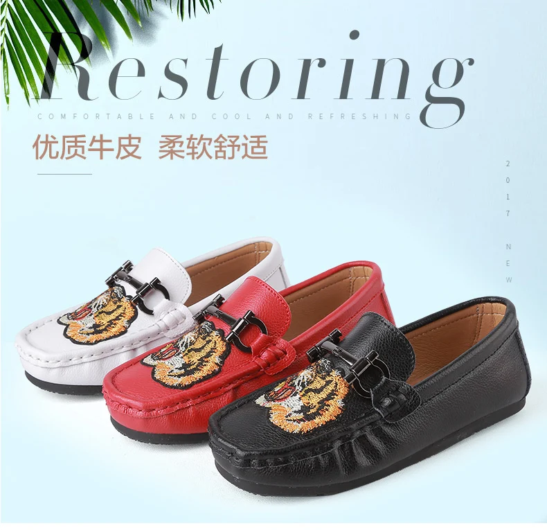2020 Hot Boys Shoes Red Kids Girl Flats Casual Shoes Spring And Autumn Kids Moccasins Luxury Brand Children Soft Leather Loafer