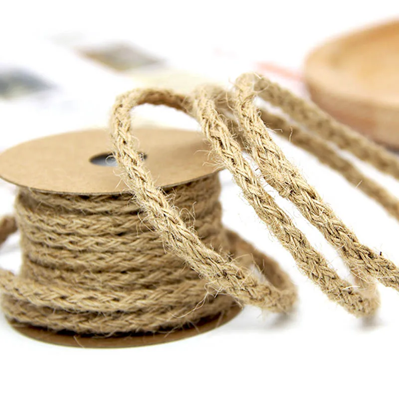 Jute Rope 5-6mm 5m Burlap Hessian Jute Twine Cord Hemp Rope String Gift Packing Wedding Party Christmas Festival Decoration Handcraft DIY