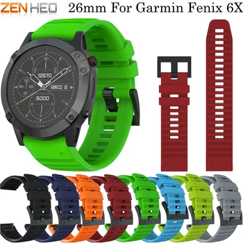 

26mm Silicone Band Strap for Garmin Fenix 6X/5X/5X Plus Quick Release Watchband for Garmin Fenix 3 3HR Smart Watch Band