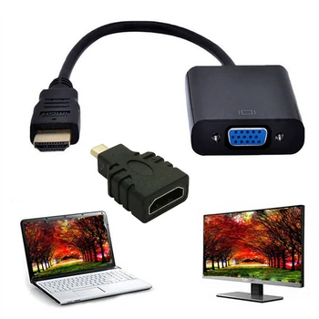 

Hot Sale 2PCS HDMI Male To VGA Female Video Cable Cord Converter Adapter For Laptop DVD Wholesale