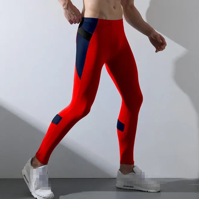 Winter Warm Leggings Men Compression Pants Running Tights Gym Fitness leggins& Long Johns Sports wear Trousers KE mallas hombre - Цвет: Red