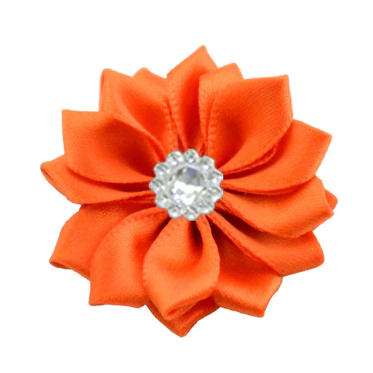 Nishine 1," 10 шт./лот 16 Petaled атлас с розочками лента цветы с жемчужной кнопкой используется для повязка на голову" сделай сам "заколки аксессуары для волос - Цвет: 11-10pcs