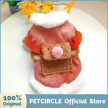 

PETCIRCLE Dog Puppy Clothes Pink Nose Elk Cotton Coat Fit Small Dog Pet Cat Winter Pet Cute Costume Dog Clothes Thick Warm Coat