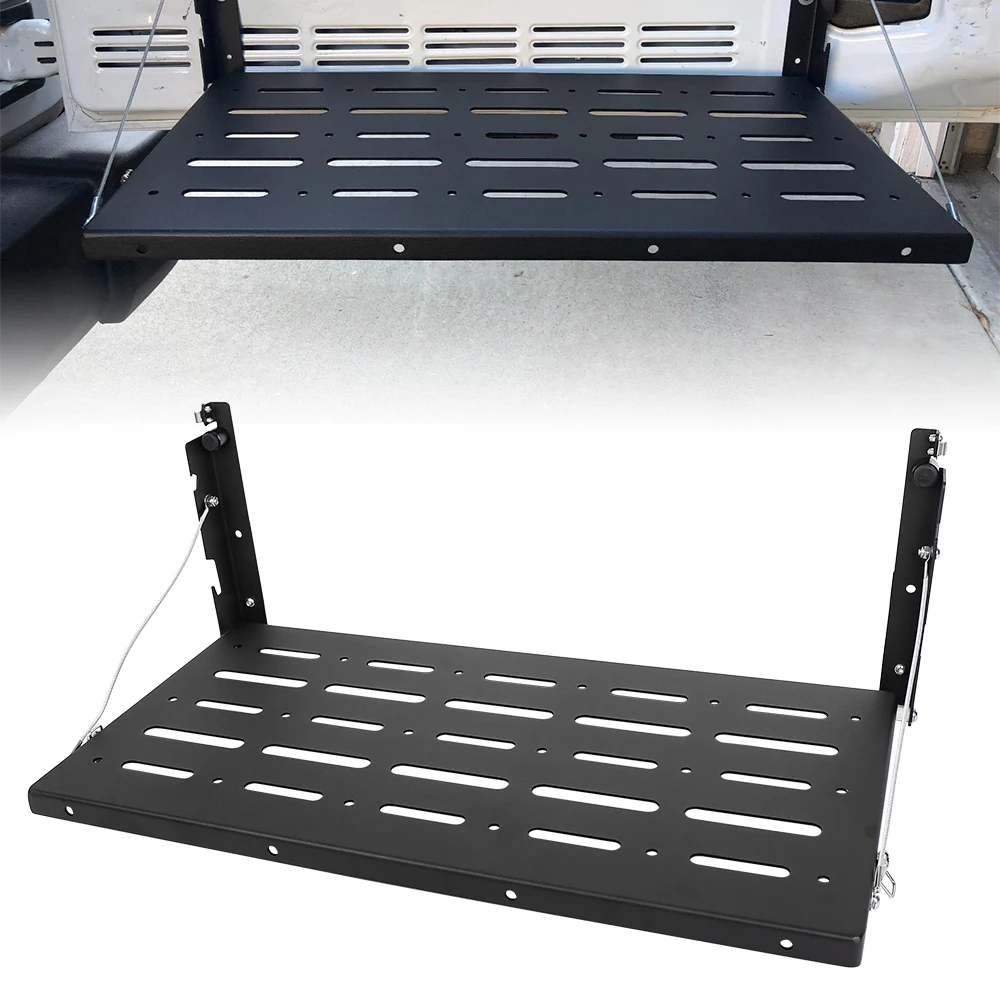 

Car Door Aluminum Alloy Foldable Cargo Shelf Tailgate Table Black 1 Set for Jeep-Wrangler 2007-2017 JK JKU