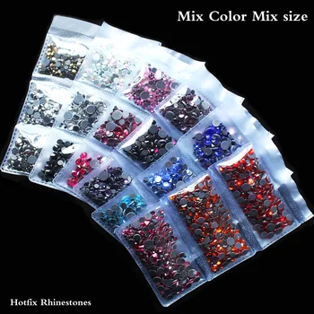 

1500pcs Mix Color Mix Size Flatback Shiny Crystals Glass Strass Stones Fabric Garment Rhinestones Hotfix Rhinestones For Clothes