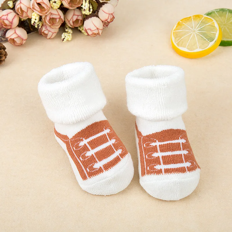 Хлопковые махровые носки для маленьких мальчиков и девочек полосатые махровые носки детские носки толстые теплые носки для малышей Зимние носки для маленьких девочек - Цвет: Coffee shoes