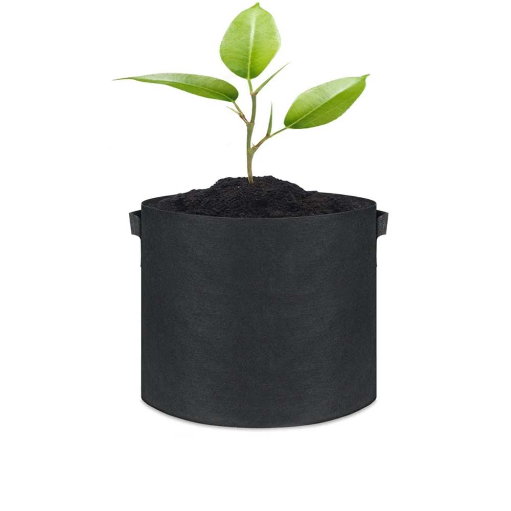 

3/5/7/10 Gallon Grow Bags with Handles Grey Black Fabric Garden Pots Planting Round Flower Pots Planters Garden Supplies Tools