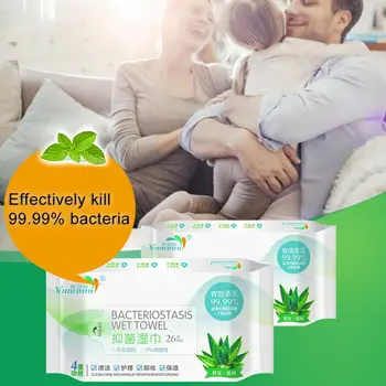 

26Pcs/Bag Portable Disposable Antibacterial Wet Wipes Sterilization Cleansing Napkin Tissue Hand Sanitizing Paper Towels