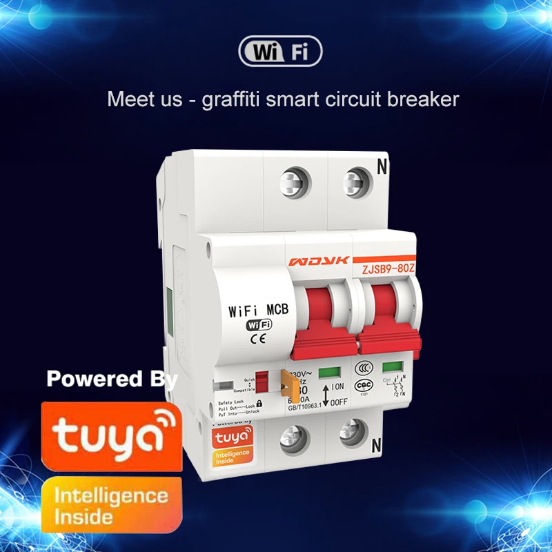 

Smart WIFI Circuit Breaker 4P IoT Air Switch Smart Life/tuya Smart APP Control Support Amazon Alexa Google Home