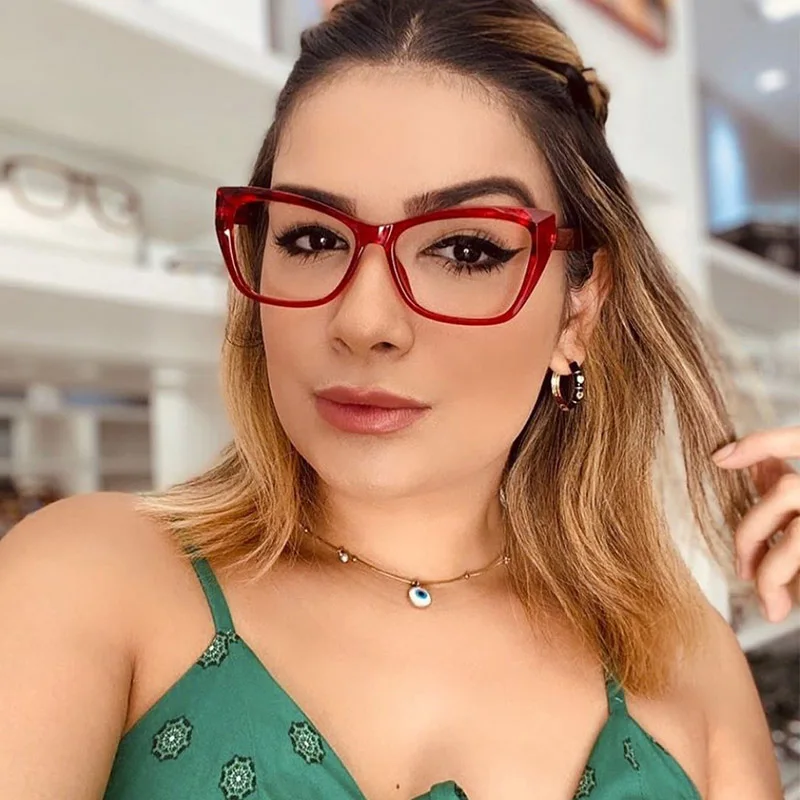 Стереоскопическая оправа TR90 для очков кошачий глаз очки с красными прозрачными