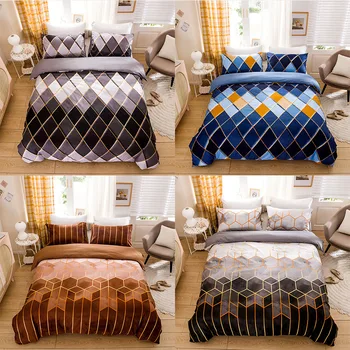 

Geometry Duvet Cover Bedding Set Fashion Bed Covers Color Grid Single Queen King Size 3 pcs with Pillowcase No Sheet