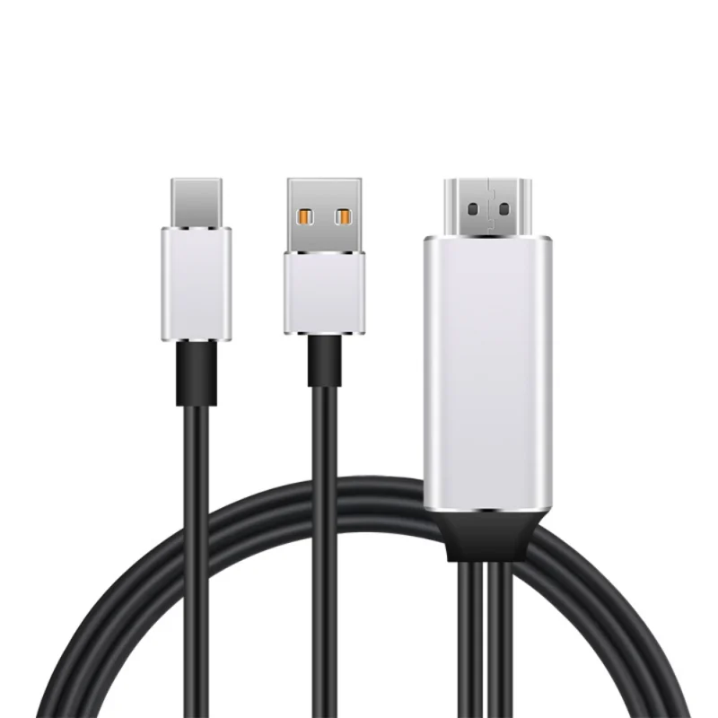 USB C к HDMI кабель конвертер 4K usb type C USB HDMI кабель HDMI Tipo C кабель для samsung huawei mate 10 Lumia 950XL Iphone - Цвет: Серебристый