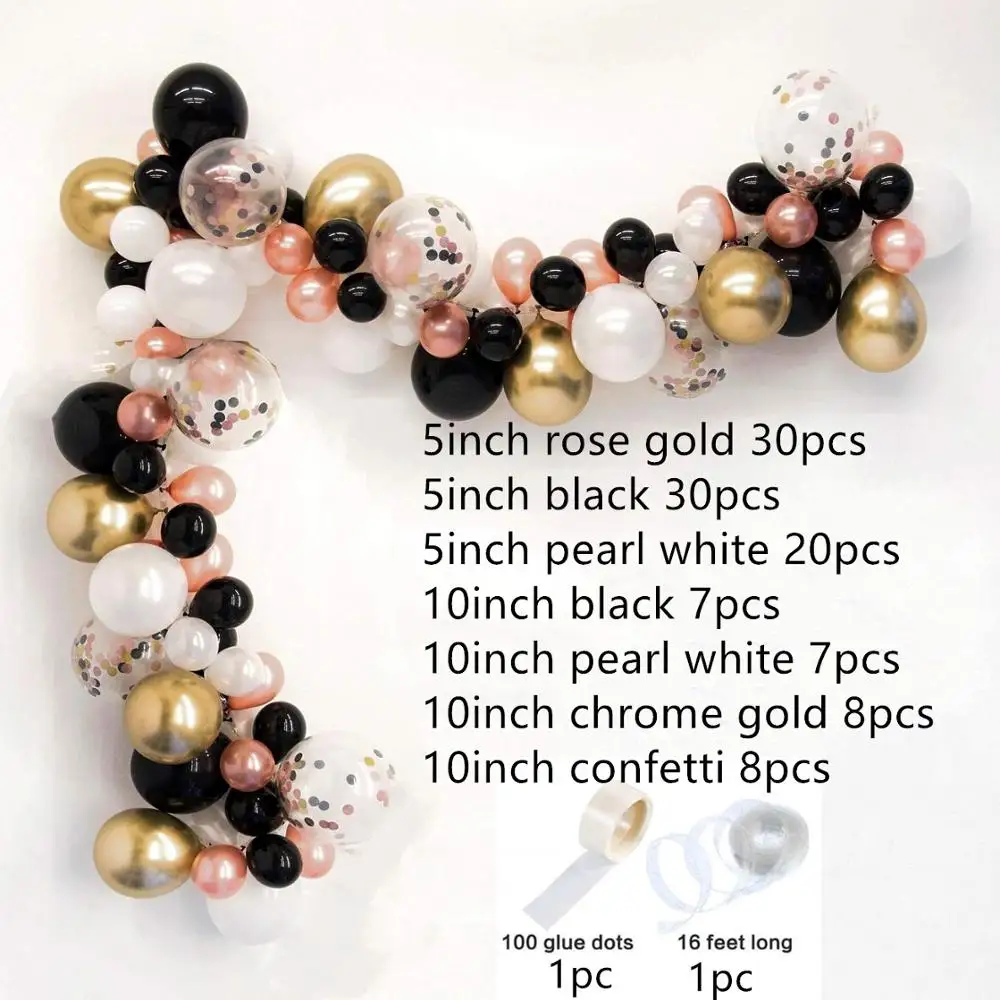 112pcs set 12 Воздушный шар, гирлянда, арочный комплект, 16 футов, длинные, розовые, белые, золотые, латексные воздушные шары, упаковка для детского душа, на день рождения, Декор, супы - Цвет: 112pcs set 12
