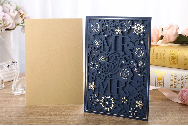  50pcs/lot High Quality Wedding Invitations Cards 120*180mm Pocket & Insert Text Paper & Envelope  P - 4.00052E+12