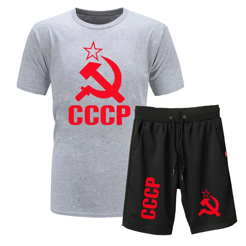 Бренд 2 шт мужские футболки+ шорты летние хлопковые футболки с коротким рукавом и принтом повседневные футболки мужские футболки Homme M-XXL