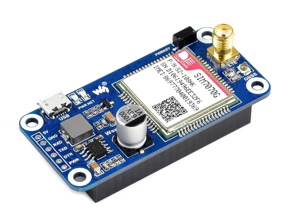 Suporte de Banda Global com Posicionamento en para Raspberry Cat-m Nb-iot Gprs Hat pi Gnss Sim7070g - - Imagem 2