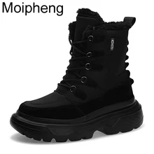 Moipheng/черные ботинки из водонепроницаемой ткани мужские теплые плюшевые пинетки до середины икры Дамская обувь размера плюс женская обувь на платформе армейские ботинки