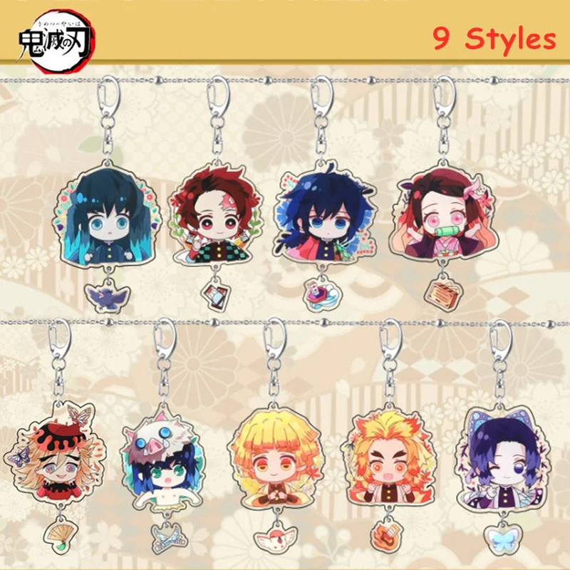 

Cartoon Acrylic Keychain Anime Demon Slayer Cute Pendant Men and Women Fashion Car Accessories