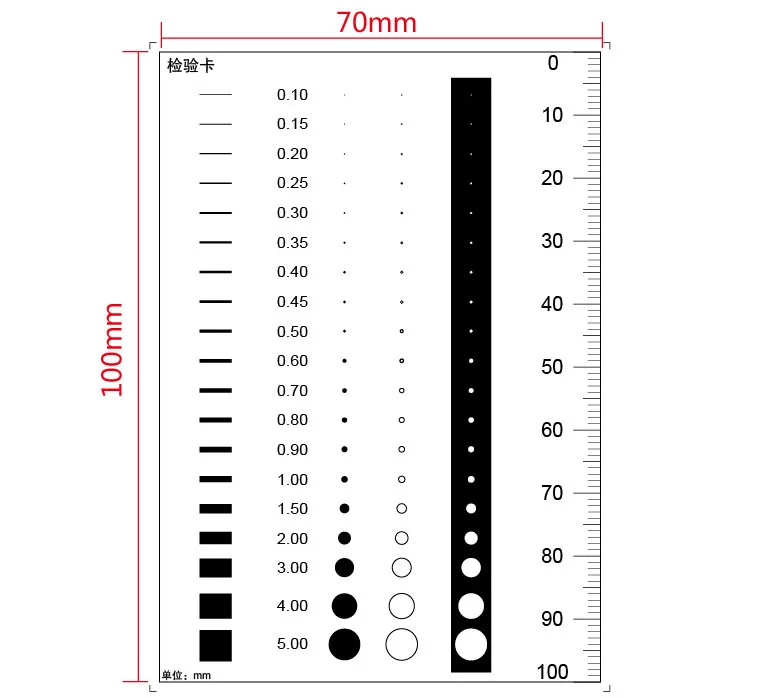 Point Line Gauge Film Soft Ruler Area Stain Comparison Card Highly Transparent PET Ruler for Factory QC Benchmark Test