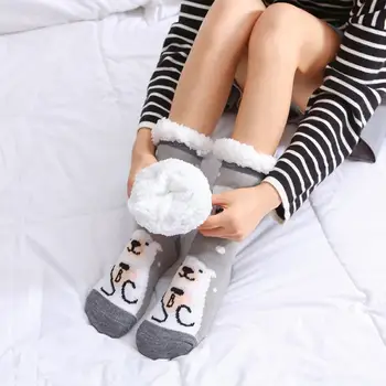 

Female Tube Socks Original Plush Coral Fleece Socks cute Socks Autumn Socks print and Warm Sleep Winter Tide Floor Thick pa D7W8