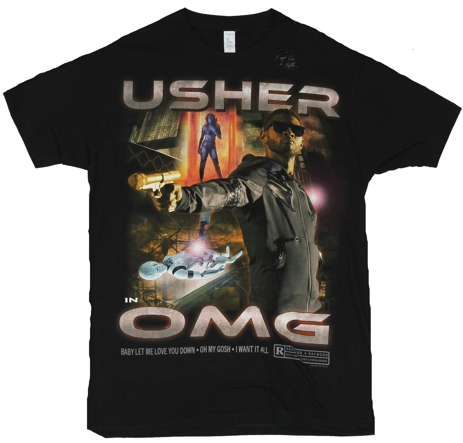 Мужская футболка Usher-постер фильма OMG черная мультяшная Унисекс Новая модная