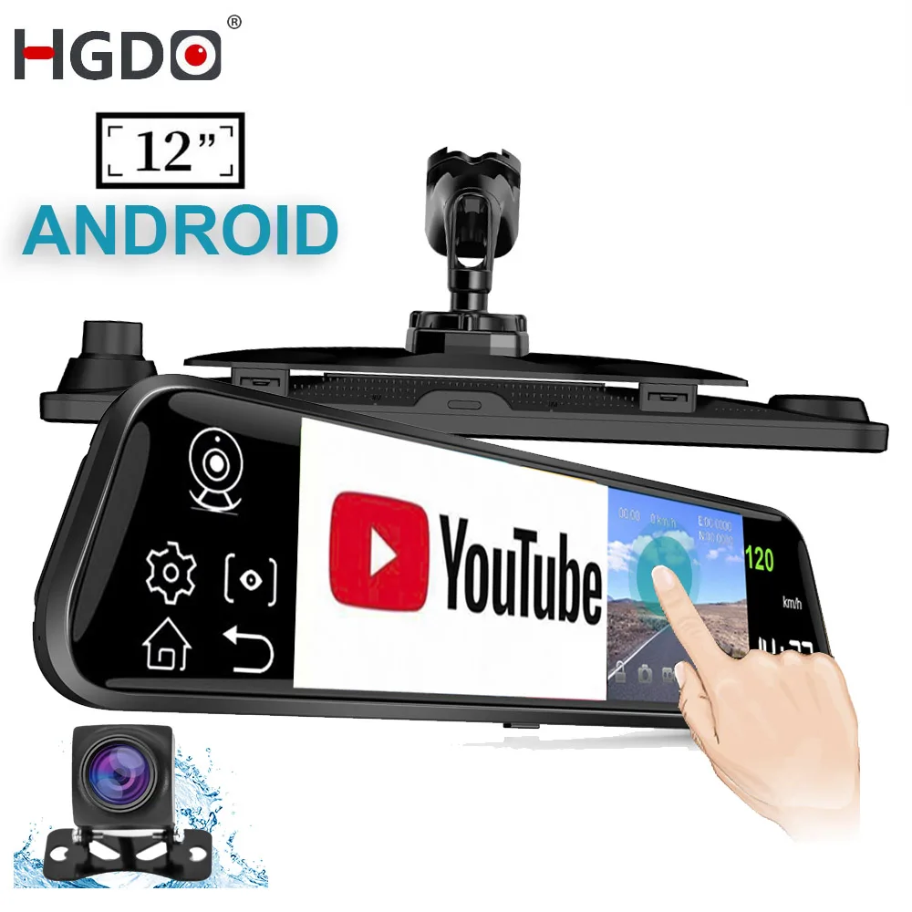 Автомобильный видеорегистратор HGDO12 4G 3 в 1 Android GPS навигация авто Wi-Fi FHD 1080P зеркало
