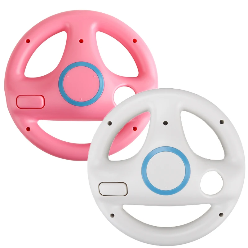 Racing Steering Wheel 2pcs Steering Wheel For Nintendo Wii Remote Controller Mario Kart Racing Games Black White Racing Wheel Plastic Innovative