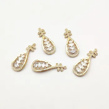 

New arrival! 40x15mm 20pcs Cubic Zirconia /Copper Drop shape charm for Hand Made Necklace DIY parts,Jewelry Findings & Component