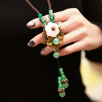 

jewelry Dongling jade glaze Long Necklace ancient style sweater chain fashion national style hanging accessories