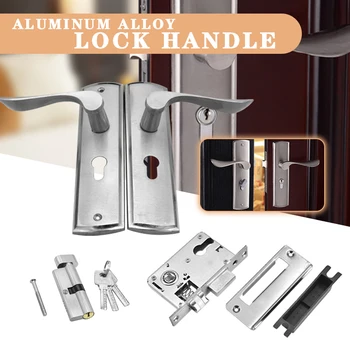 

Mechanical Door Lock Set Aluminum Alloy Handle Deadbolt Latch Locks Interior Lockset Kit Home Office Security Door Hardware
