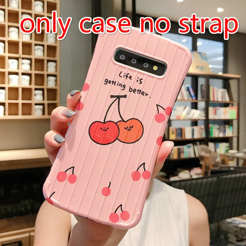 only case no strap5 Милый простой вишневая бабочка Кроссбоди цепь чехол для телефона для samsung galaxy NOTE10 pro S8 S9 S10 plus note8 note9 чехол Роскошный цветок - Цвет: only case no strap5