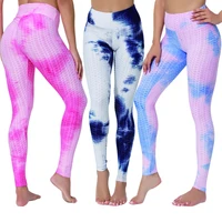 Women Tie Dye Rainbow Leggings Push Up Butt Lift High Waist Yoga Pants Running Gym Workout Sportswear Fitness Sports Tights