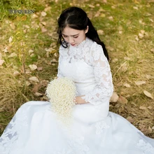 TOPQUEEN F24 Свадебный букет невесты держащий Цветы чистый жемчуг свадебный букет водопад белая слоновая кость Свадебный букет для невесты