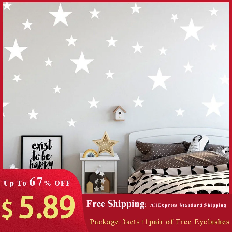 Nursery 3 Sets Stars Wall Stickers Children Decorative Decals Multiple Size Combinations Sticker For Kids Room Custom | Дом и сад