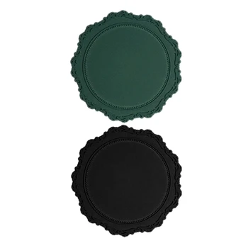 

2Pcs Piping Edge Dish Plate Cake Tools Table Decoration Cupcake Trays - Green & Black