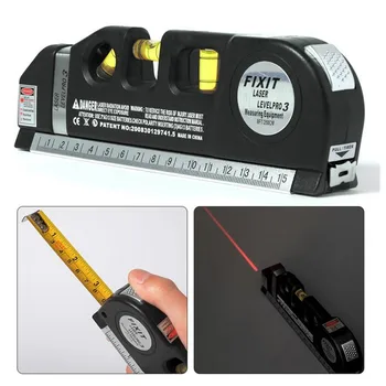 

Laser Level Horizon Vertical Measure 8FT Aligner Standard and Metric Rulers Multipurpose Measure Level Laser Black