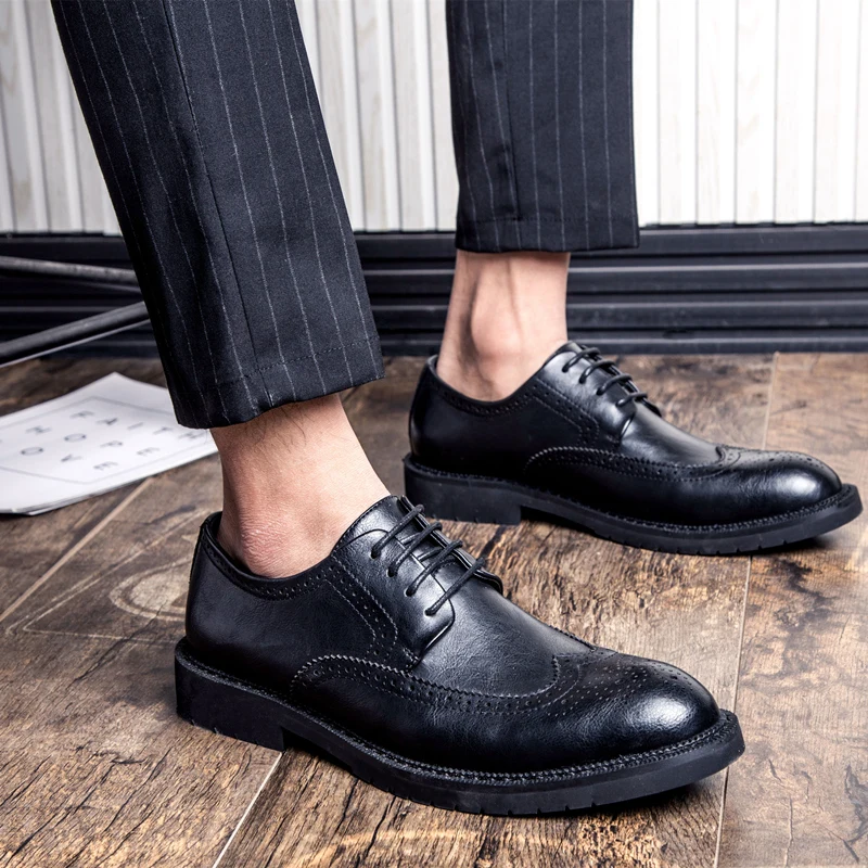 New Men Lace up Retro Punk Leather Gothic Casual Formal Business Oxfords Shoes 
