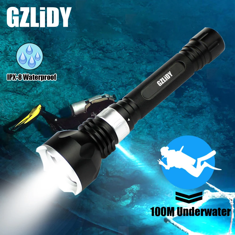 50000LM Underwater 50M T6 LED Diving Flashlight Torch Lamp Waterproof Light ^dm 