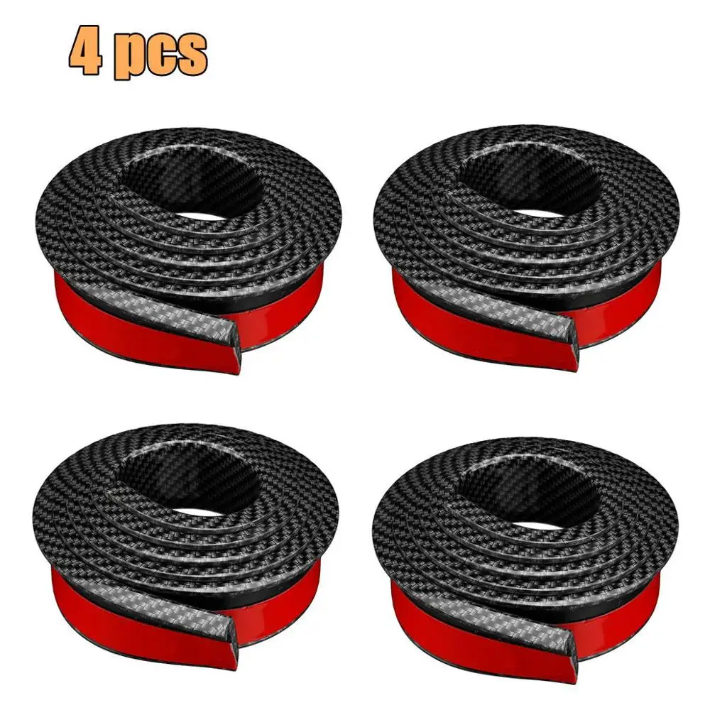 4pcs 4 шт. 2 шт. 1,5 м x 3,8 см резиновое крыло для автомобиля отделка колеса Арка защита молдинги углеродное Черное колесо защита наклейка для колес - Цвет: 4pcs