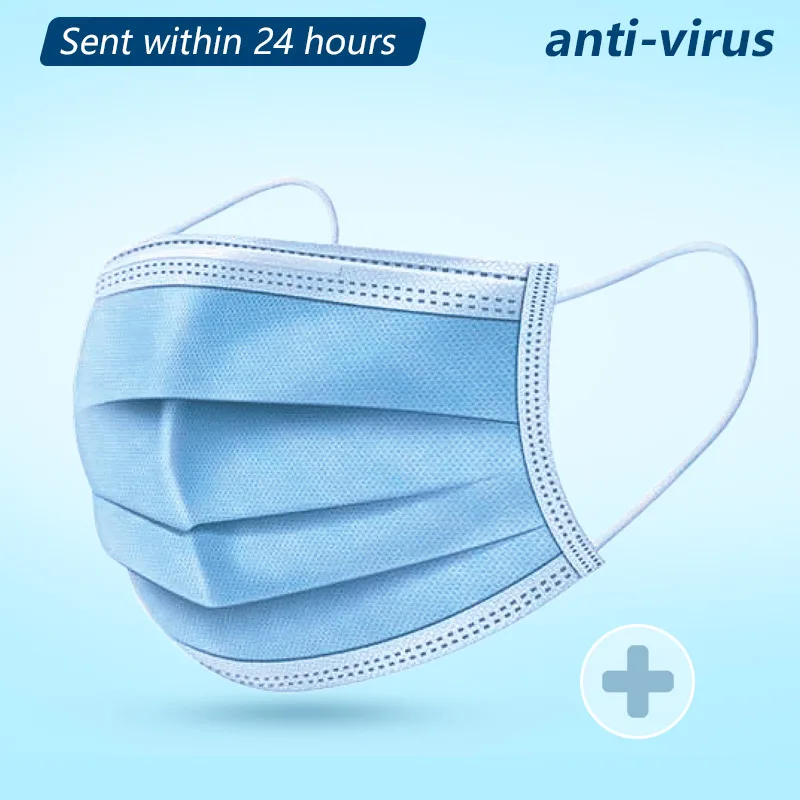 

3-Laye Mask dust protection Masks Disposable Face Masks Elastic Ear Loop Disposable Dust Filter Safety Mask Dustproof, antivirus