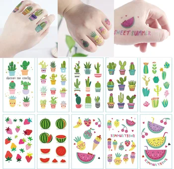 

10pcs Kids Temporary Tattoos Sweet Summer Fruit Fake Tattoo Sticker Cactus Tatoo Waterproof Tatto Hand Finger Tattoo For Child