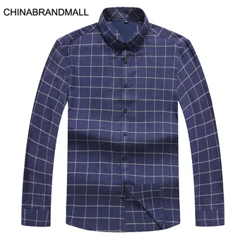 

Autumn Men Plus Fat Plus Size Shirt Young Men Fat Man Leisure Grid Printing Long Sleeve Shirt