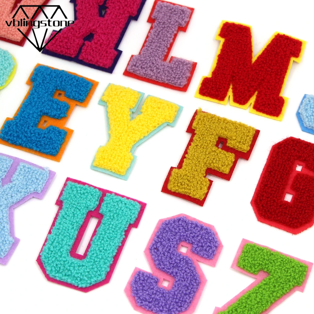 シェニールレターパッチ 子供服用の英語の刺繍ワッペン Diyに縫い付けられたアップリケ ストライプの名前 1枚 パッチ Aliexpress