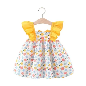 

DFXD 2020 Summer Infant Clothes Baby Dress Flower Print Sleeveless Sling Princess Dress New Fashion Girl Vest Dress Outfit 6M-3M