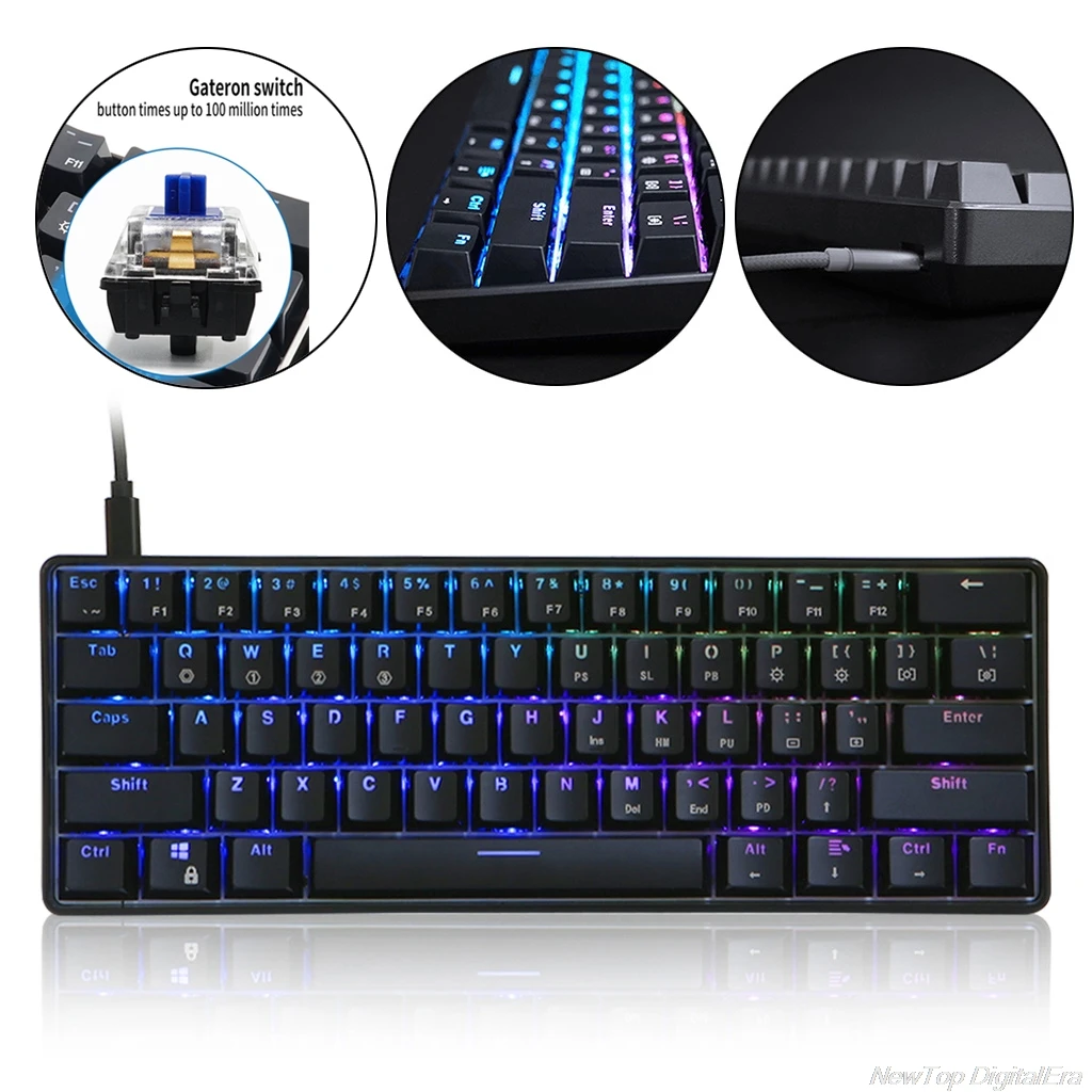 SK61 61 Ключ USB проводной светодиодный подсветкой ось игровая механическая