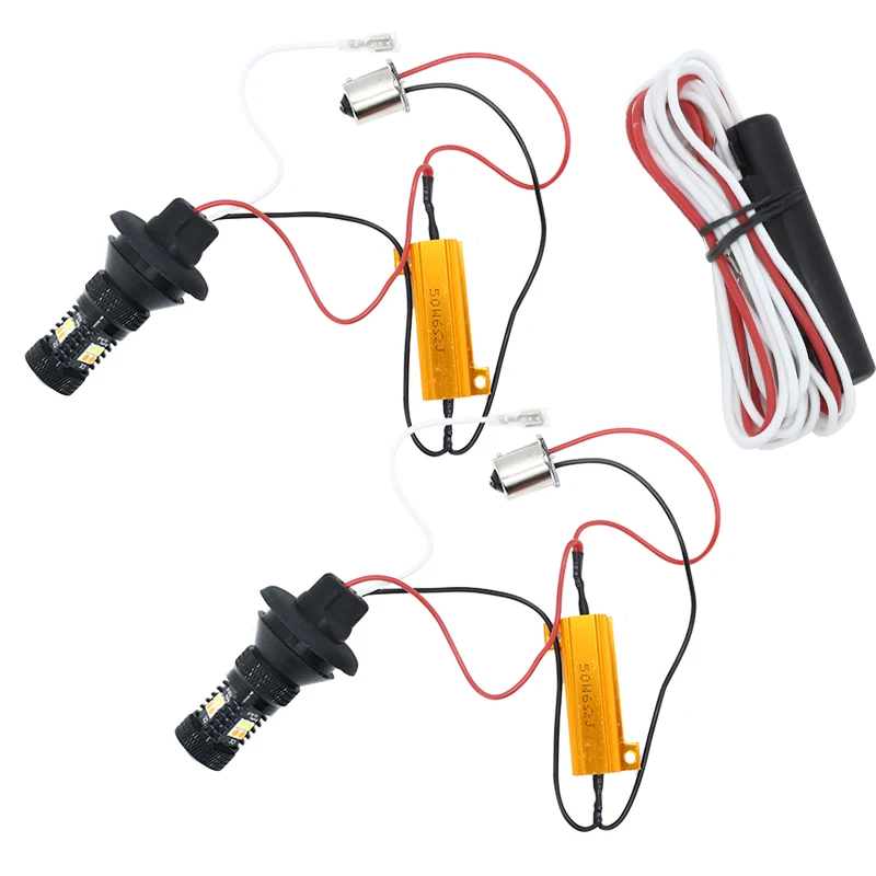 2шт 1156 BA15S BAU15S PY21W T20 T25 двойной цвет белый Янтарный переключатель светодиодный